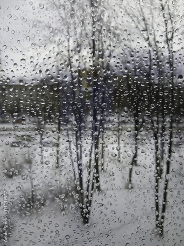 raindrops on the glass, rain in the new year, rain with snow, wet weather, rainy weather, depression, gray sky