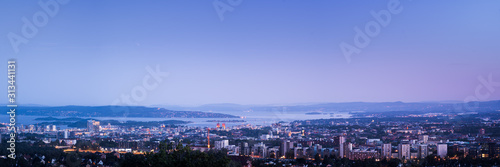Panoramic view over oslo in the evening.