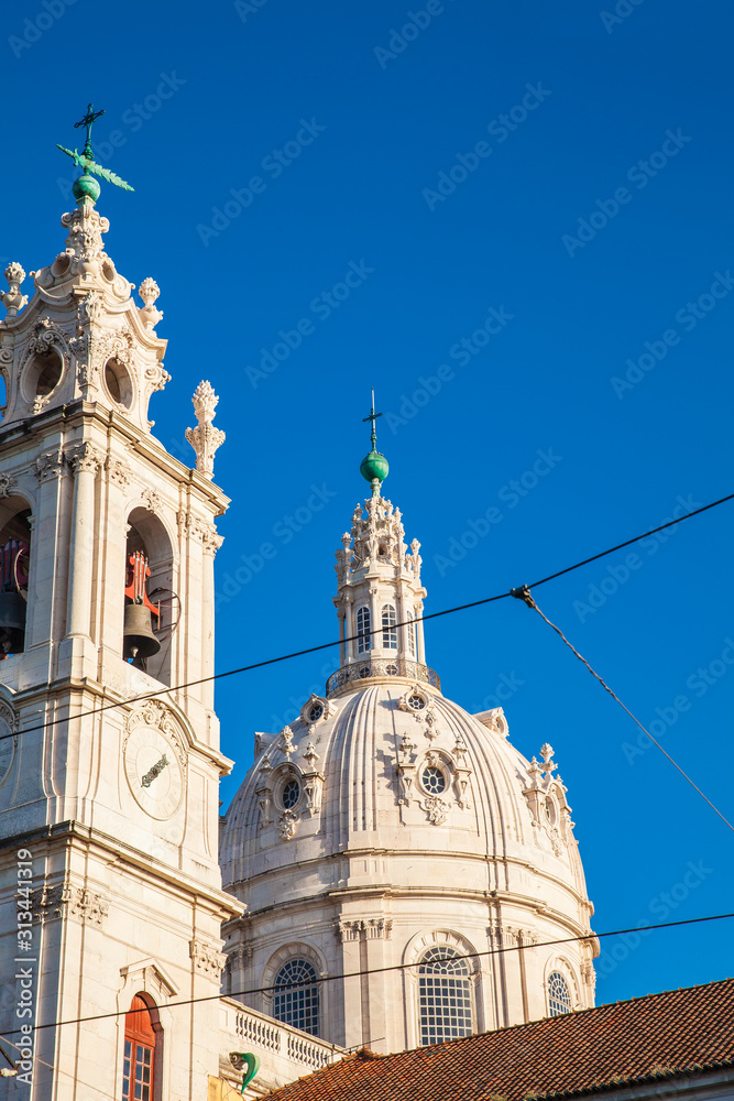 Fototapeta premium Detail of the Estrela Basilica or the Royal Basilica and Convent of the Most Sacred Heart of Jesus in Lisbon