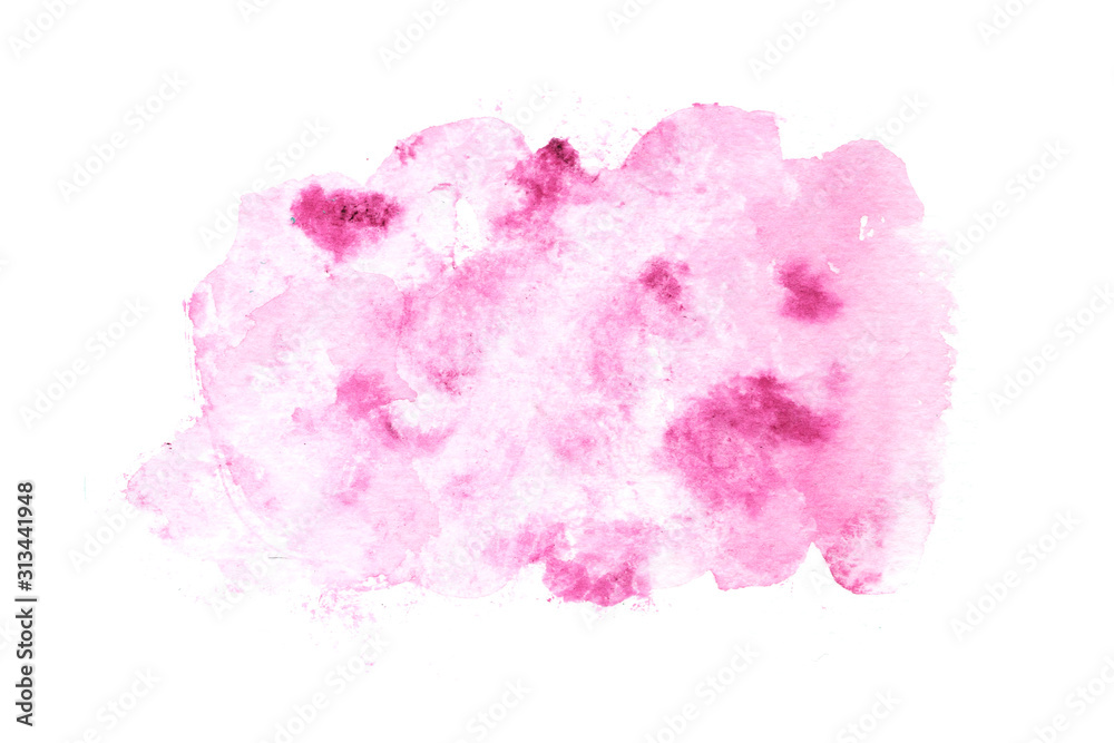 Watercolor hand painted abstract spread color stain illustration texture on white background