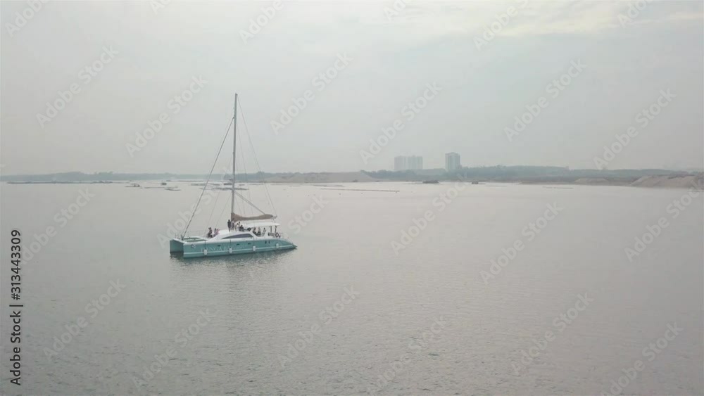 White Ships Full of People - Aerial View - Forwards White Ships Full of People - Aerial View - Forwards
