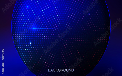 Dark saturated blue design as an oval frame with glitter and with sparkling mosaic