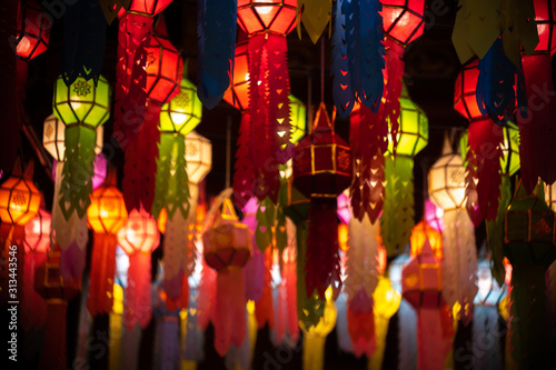 Paper lantern hanging at the Temple in Thailand.