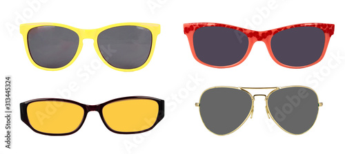 set of sunglasses isolated on a white background