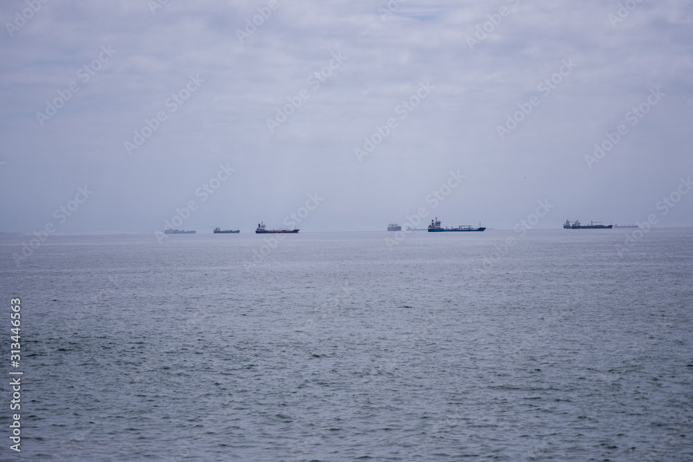 Group of boats sailing on the ocean Group of boats sailing on the ocean