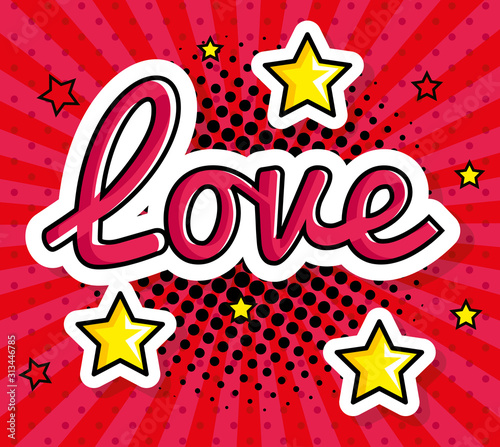 love sign pop art style icon vector illustration design