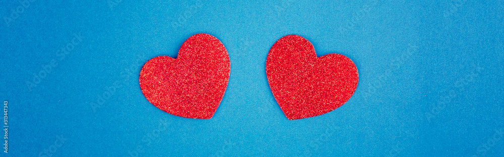 Happy Valentine Day. Beautiful card wallpaper with two red hearts in centre on blue background. Concept of love and February holiday. Web banner header for website. Stock Photo | Adobe Stock Happy Valentine Day. Beautiful card wallpaper with two red hearts in centre on blue background. Concept of love and February holiday. Web banner header for website. Stock Photo | Adobe Stock
