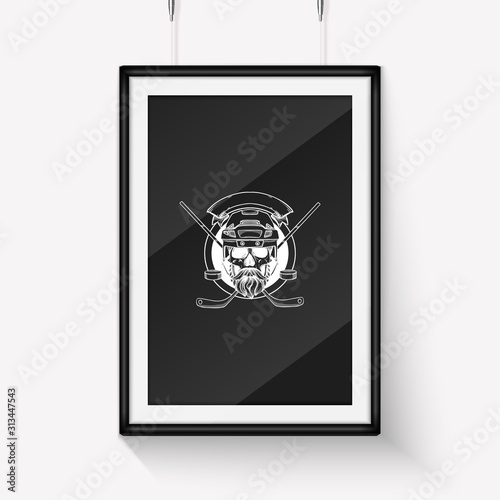 Sketch color skull with dark hockey