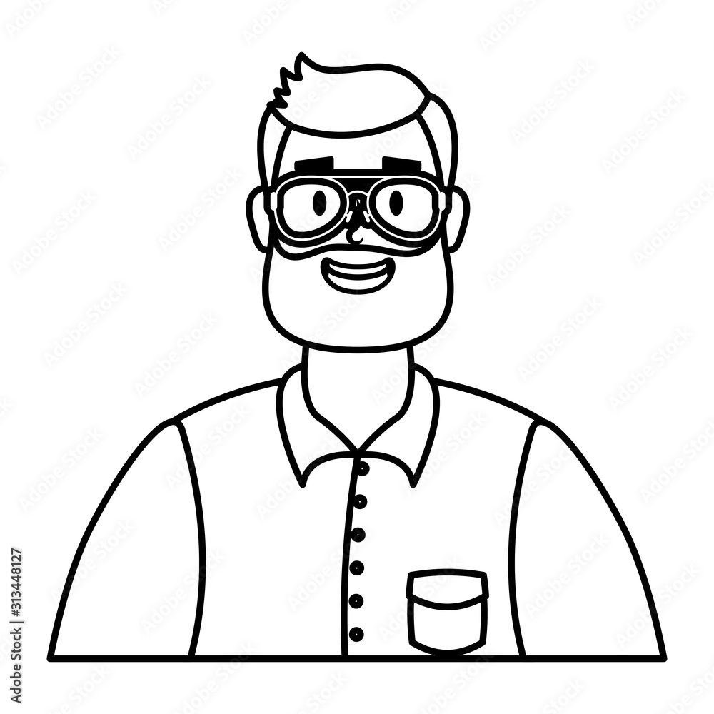 young man with beard and eyeglasses character young man with beard and eyeglasses character
