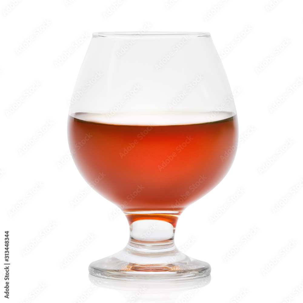 Glass of cognac isolated on white background Glass of cognac isolated on white background