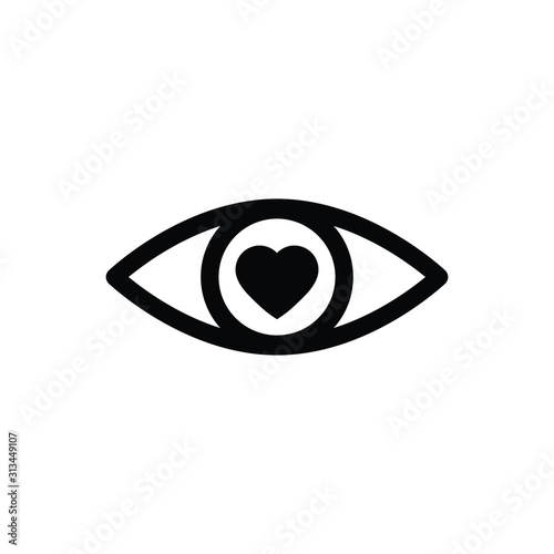 eye icon, eye with heart icon, love symbol