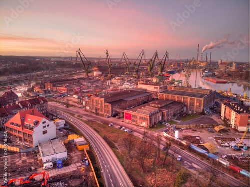 view of the industrial area gdansk city