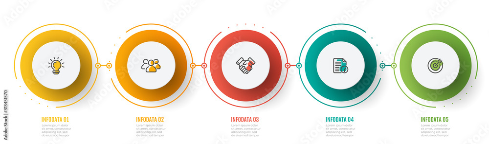 Timeline Infographic vector design label with marketing icons and 5 ...
