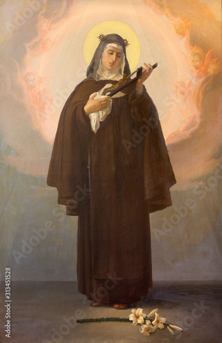 REGGIO EMILIA, ITALY - APRIL 12, 2018: The painting of Teresa of Ávila (Theresa of Jesus) in church Chiesa dei Cappuchini rom 20. cent. photo