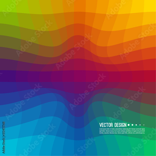 Distorted wave colorful texture. Abstract dynamical rippled surface. Vector stripe deformation background. Transition and gradation of color.
