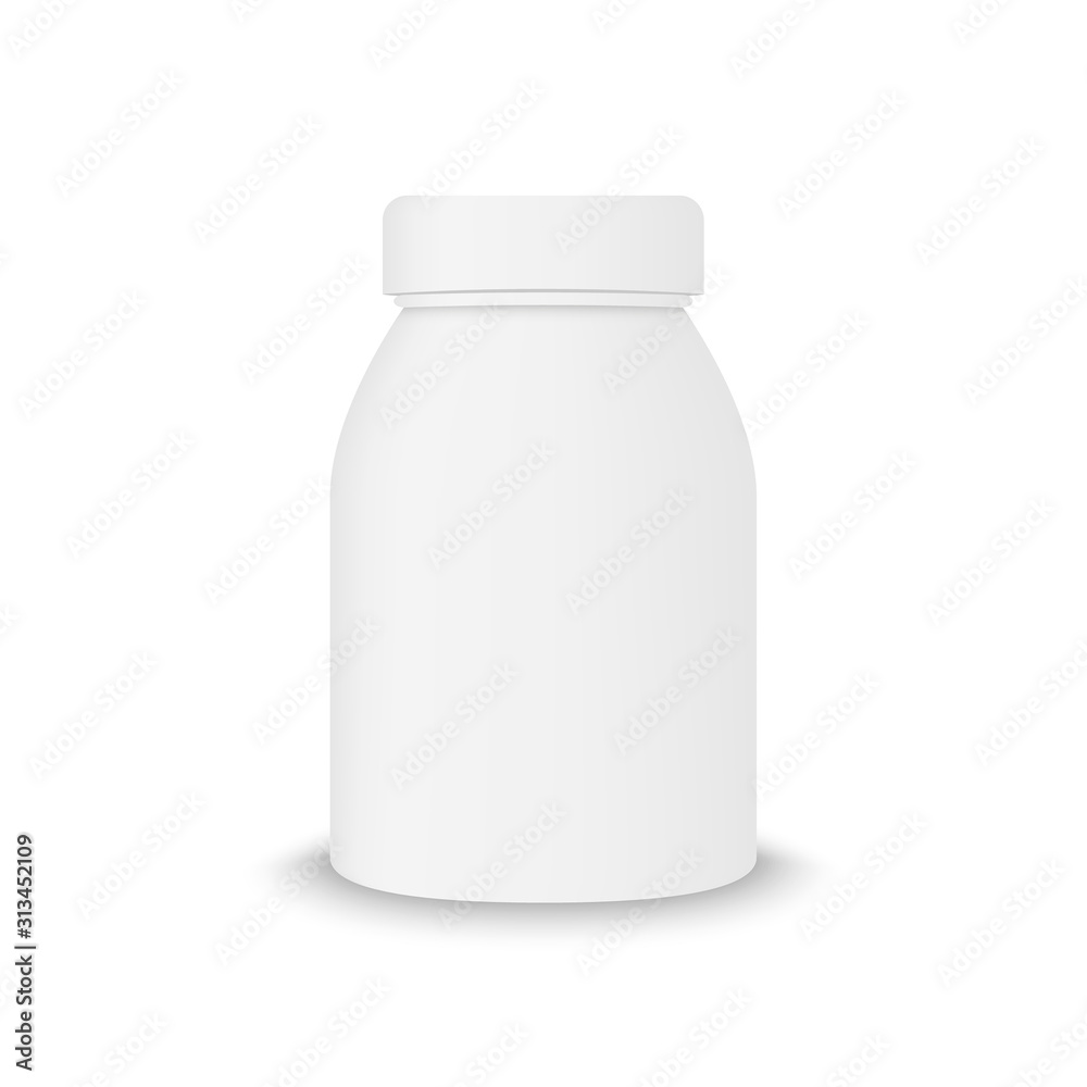 3d mockup of plastic realistic bottle. Vector packaging mockup template for medical pill, vitamins. 3d mockup of plastic realistic bottle. Vector packaging mockup template for medical pill, vitamins.