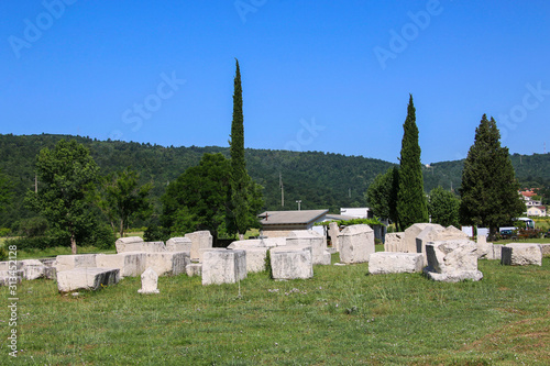 Medieval tombstone necropolis Radimlja, near Stolac in Bosnia and Herzegovina photo