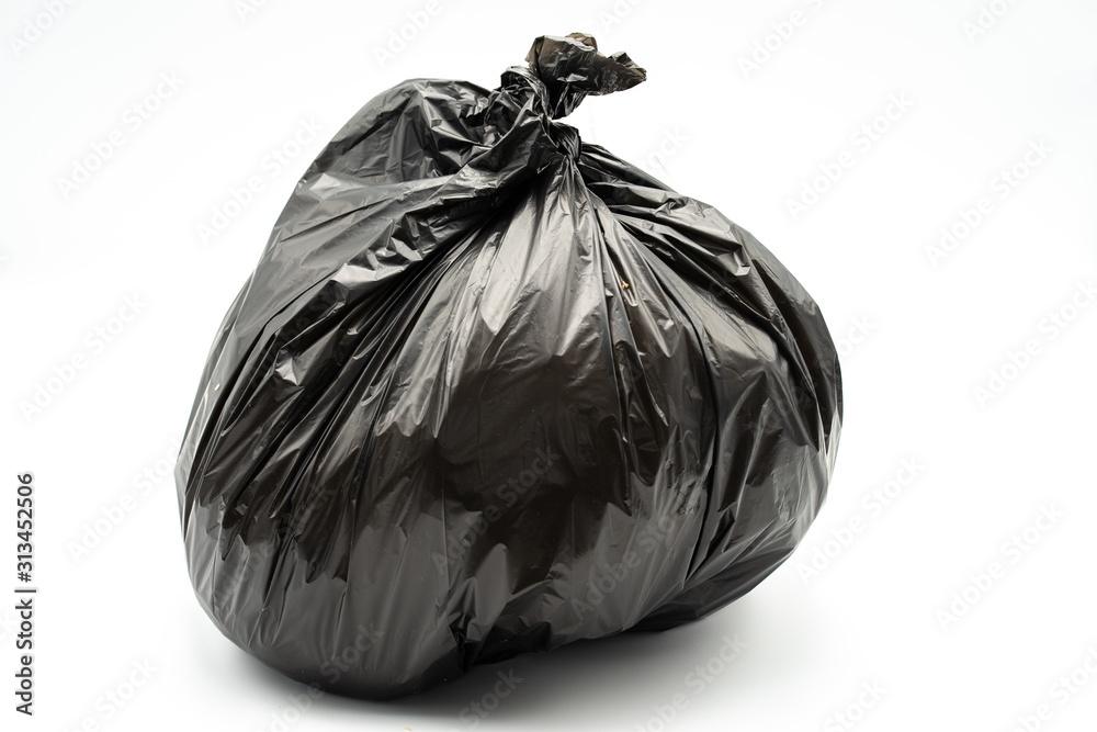 Black garbage bag isolated on white background. Black garbage bag isolated on white background.