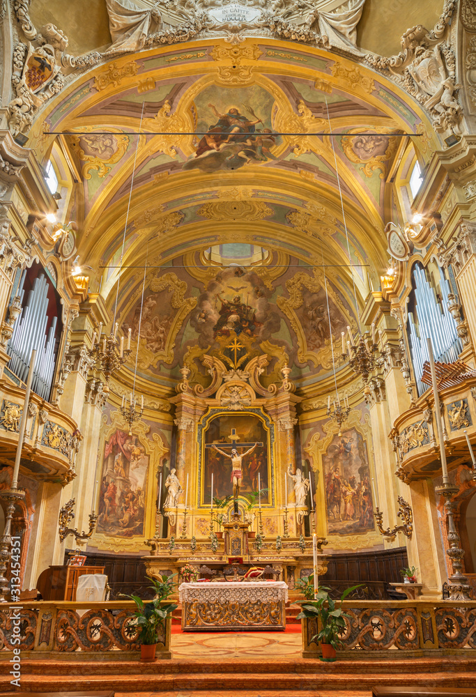 PARMA, ITALY - APRIL 16, 2018: The presbytery of baroque church Chiesa di San Vitale.