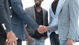 close up. handshake of young business people