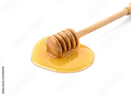 Honey dripping isolated on a white background,