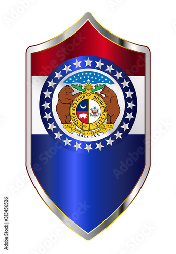 Missouri State Flag On A Crusader Style Shield