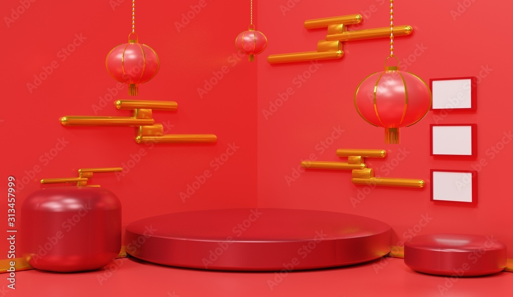 3d abstract minimal geometric forms. Glossy luxury podium for your design. Pastel color scene for show product. Fashion show shopfront. Chinese traditional texture. Chinese lunar new year theme. 3d abstract minimal geometric forms. Glossy luxury podium for your design. Pastel color scene for show product. Fashion show shopfront. Chinese traditional texture. Chinese lunar new year theme.
