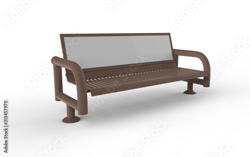 Street Bench Advertising Mock up isolated on a white background. 3d illustration