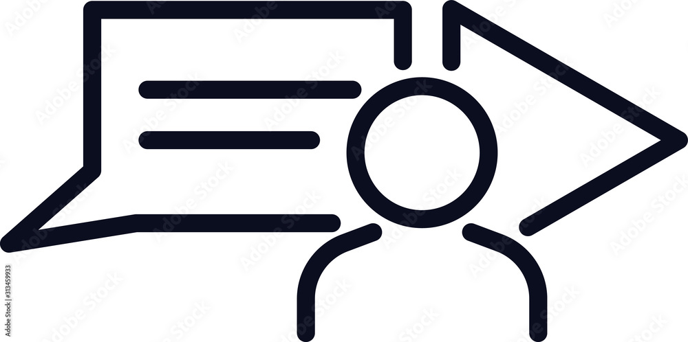comment bubble symbol with man and play button icon comment bubble symbol with man and play button icon