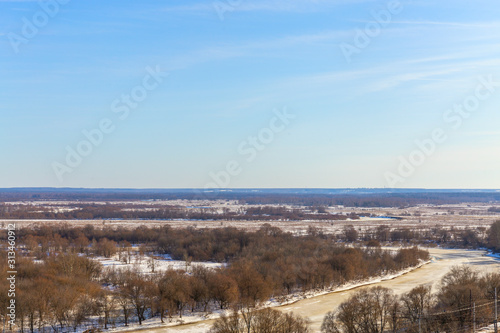 Bird's-eye view of the old city. There is a Sunny day in early spring. Vladimir, Russia.