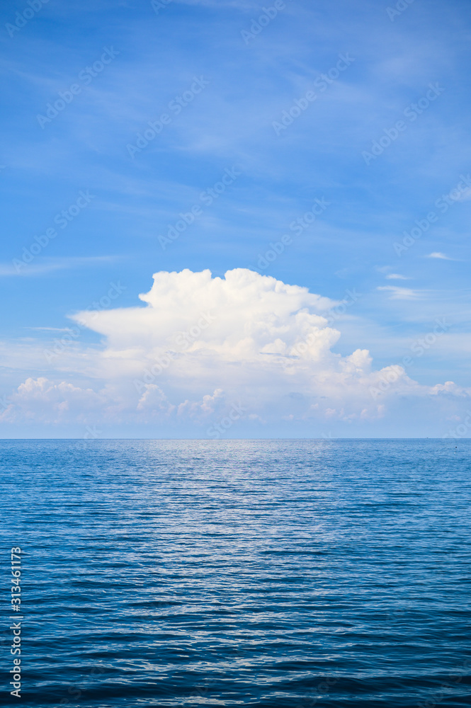 blue sea sunny day with cloud blue sky , nature background