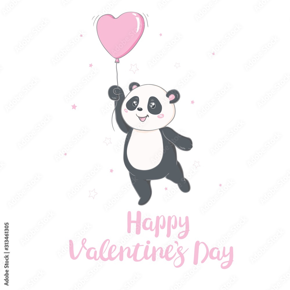 love the panda with the heart on a white background love the panda with the heart on a white background