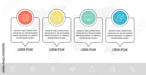 Vector template circle infographics. Business concept with 4 options, arrows and parts. Four steps for content, flowchart, timeline, levels © evseev_tim