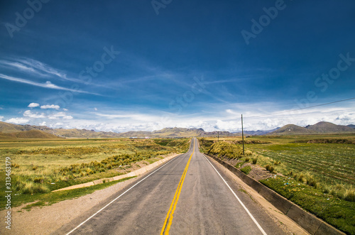 Beautiful landscapes on the road between Puno and Cosco , Peru.