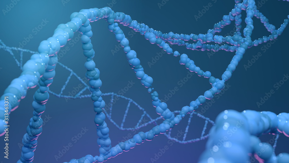 DNA structure. Medical science concept, 3D render.