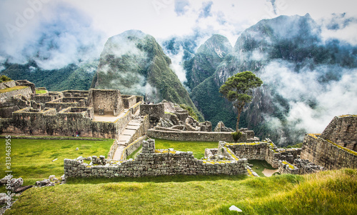 Ancient city of Machu Picchu in Peru photo