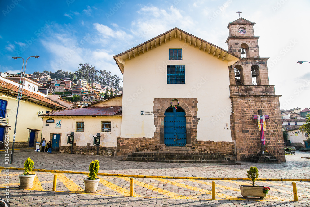Unidentified people at San Blas Square located in Cusco , Peru. South America.