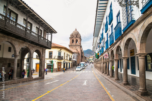 Historic Colonial Buildings in ancient streets of Cusco, , Peru photo