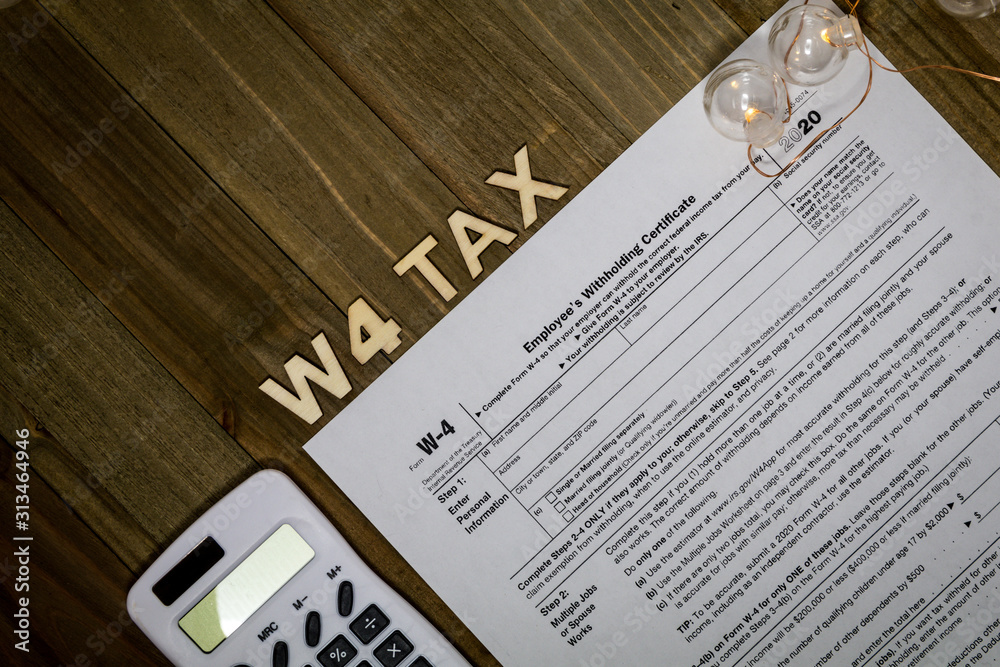 W4 Tax form for 2020 Employee Withholding Certificate concept to