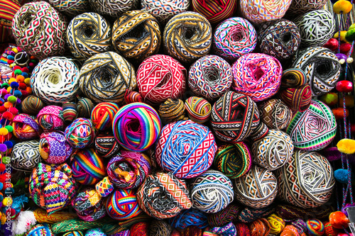  Knitting background. Knitting yarn for handmade winter clothes. Cusco   Peru.