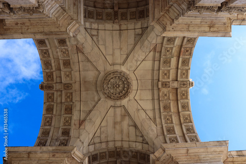 Augusta Street Triumphal Arch in the Commerce Square in Lisbon  Portuga