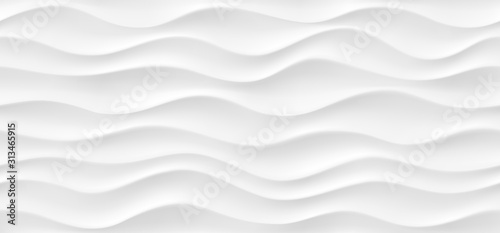 Fototapeta Naklejka Na Ścianę i Meble -  White abstract wavy texture. Seamless modern pattern with waves.