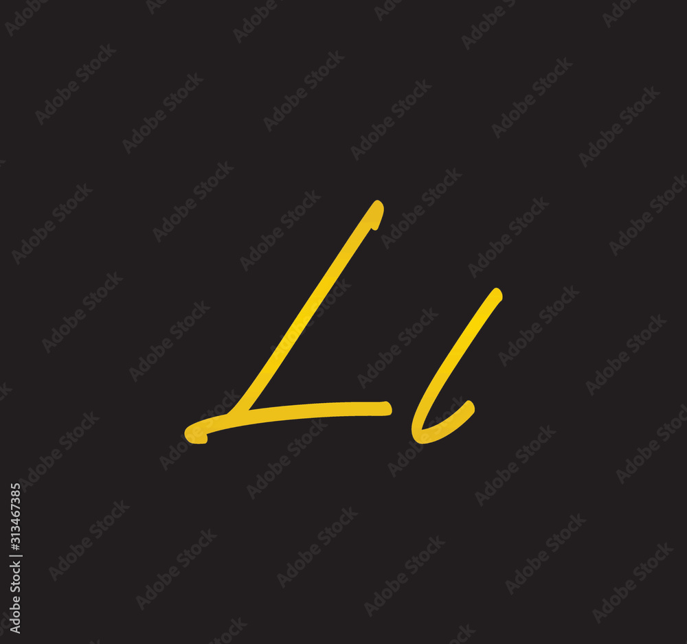 Cursive Letter Gold Alphabet Handwritten Signature Calligraphy Stock