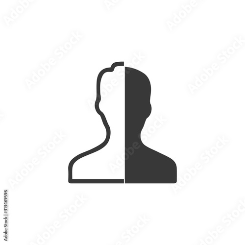 User icon, pictogram icon on white background. Simple flat metro design style. half shade cut icon. Flat design style. Vector illustration