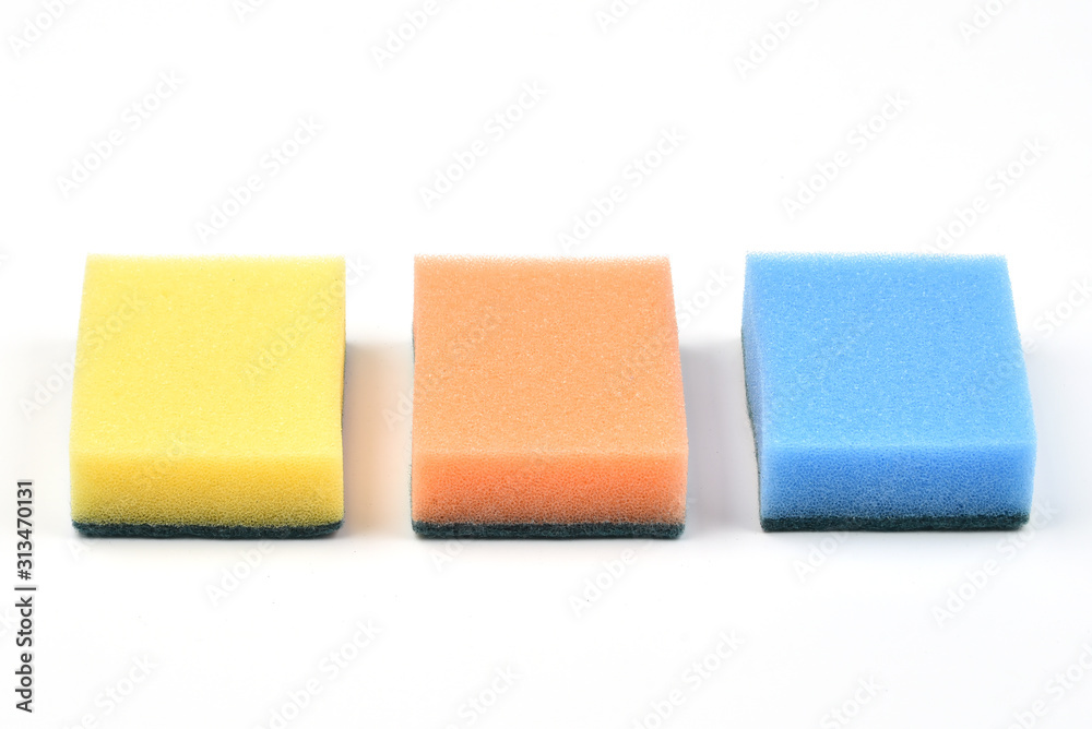 Sponge for washing dishes on the desk