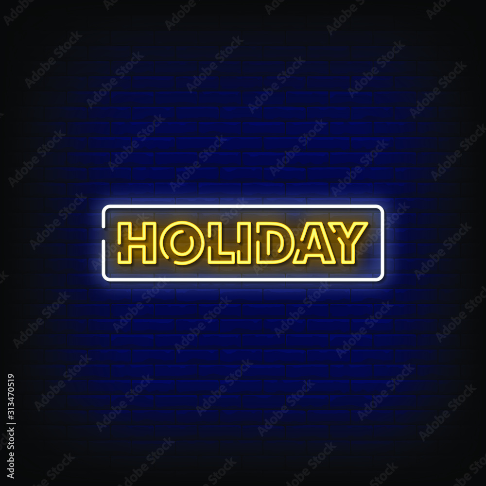 Holiday Neon Signs Style Text Vector