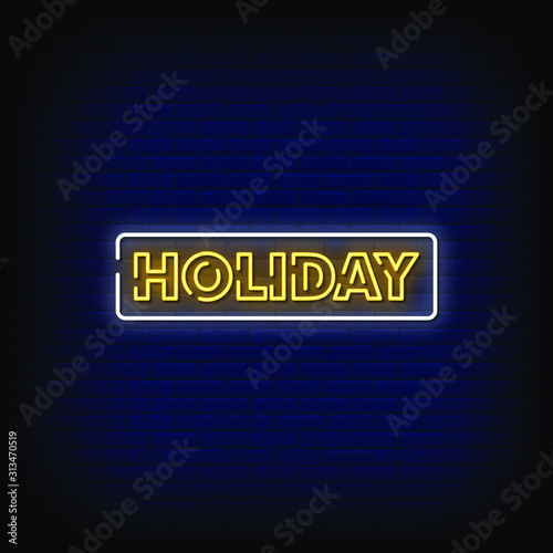 Holiday Neon Signs Style Text Vector