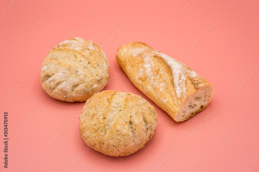 Baguette isolated on pink background. Baguette isolated on pink background.