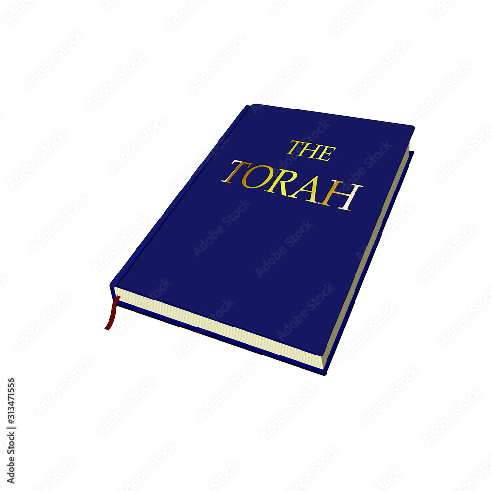 Torah. Moses revelation. Jew belief. Religious book. Vector graphic illustration. Isolated