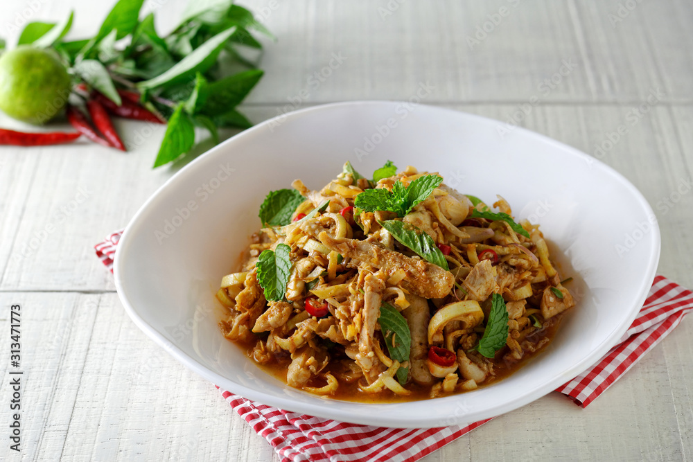 banana blossom spicy salad with boiled chicken banana blossom spicy salad with boiled chicken